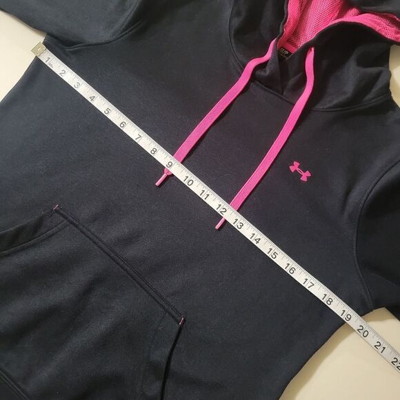 Under Armour® Women's Black Long Sleeve Pink Mesh Lined Hoodie - Picture 3 of 14